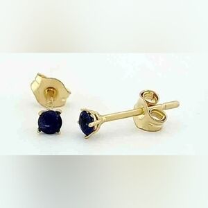 New 14k Solid Gold Genuine 0.15 Blue Sapphire Earrings & Box